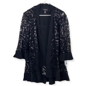 R&M Richards Black Tank Top/Sparkly Cardigan 2PC Set
